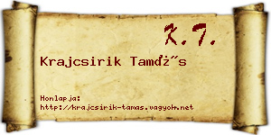 Krajcsirik Tamás névjegykártya